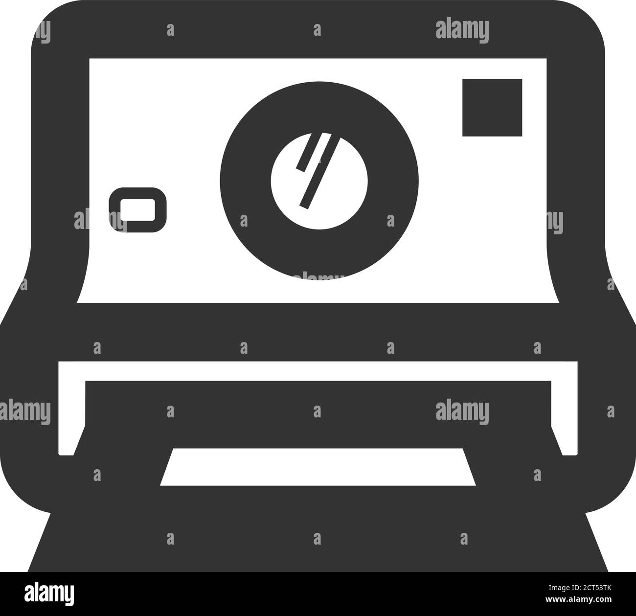 Instant camera icon in thick outline style. Black and white monochrome ...
