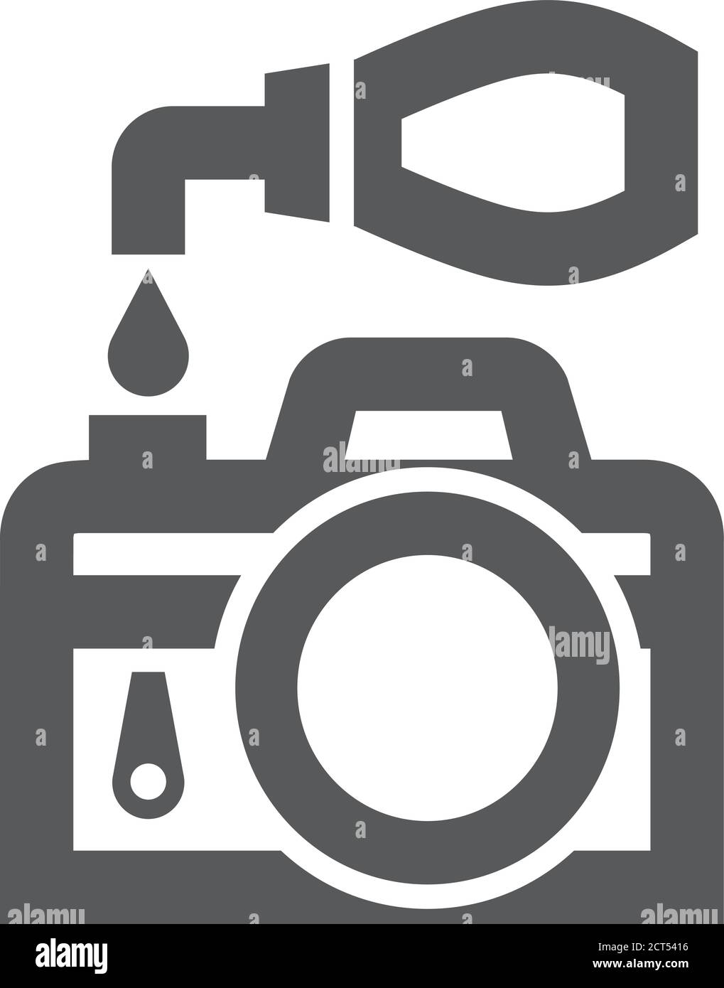Camera repair icon in thick outline style. Black and white monochrome ...