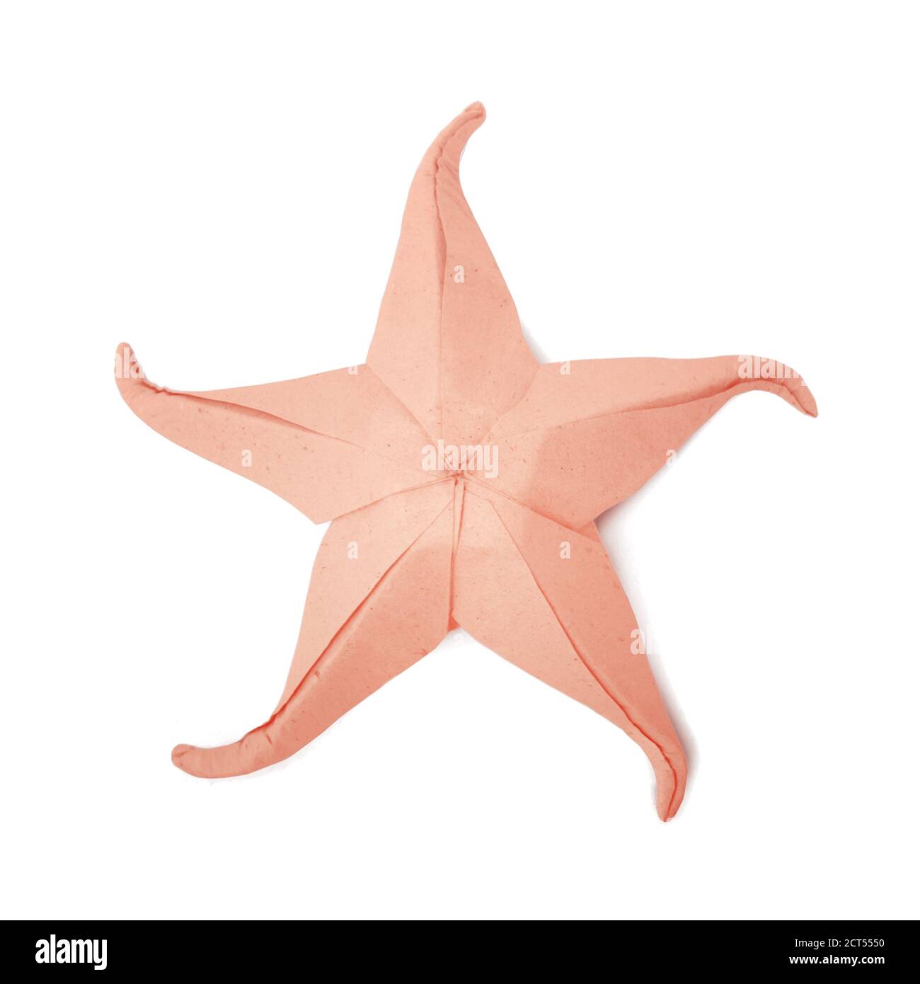 Origami paper starfish underwater on a white background Stock Photo