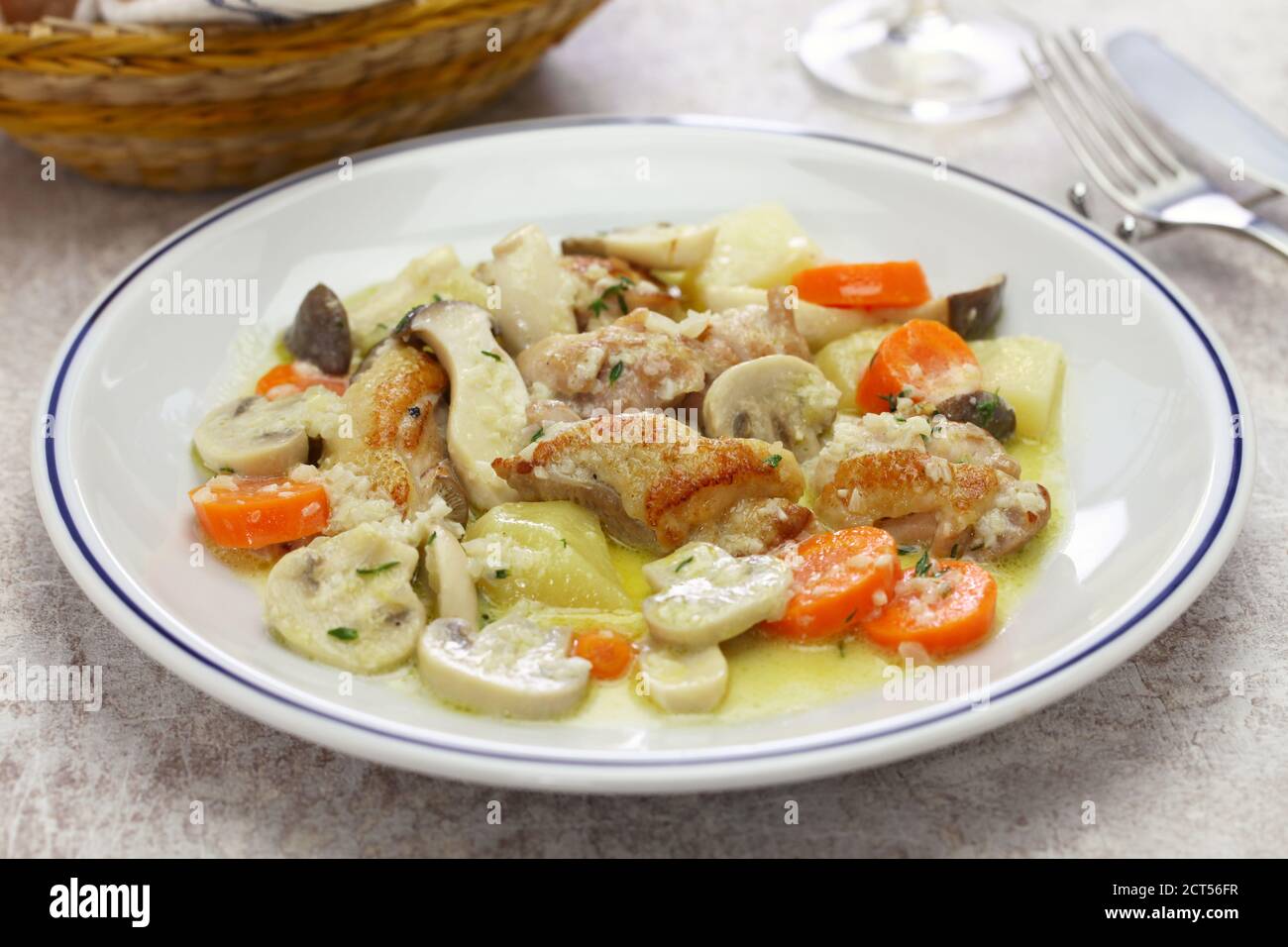 creamy-chicken-and-mushroom-fricassee-french-home-cooking-stock-photo