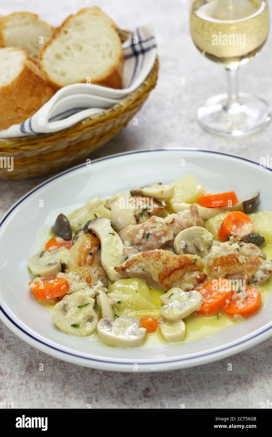 creamy-chicken-and-mushroom-fricassee-french-home-cooking-stock-photo