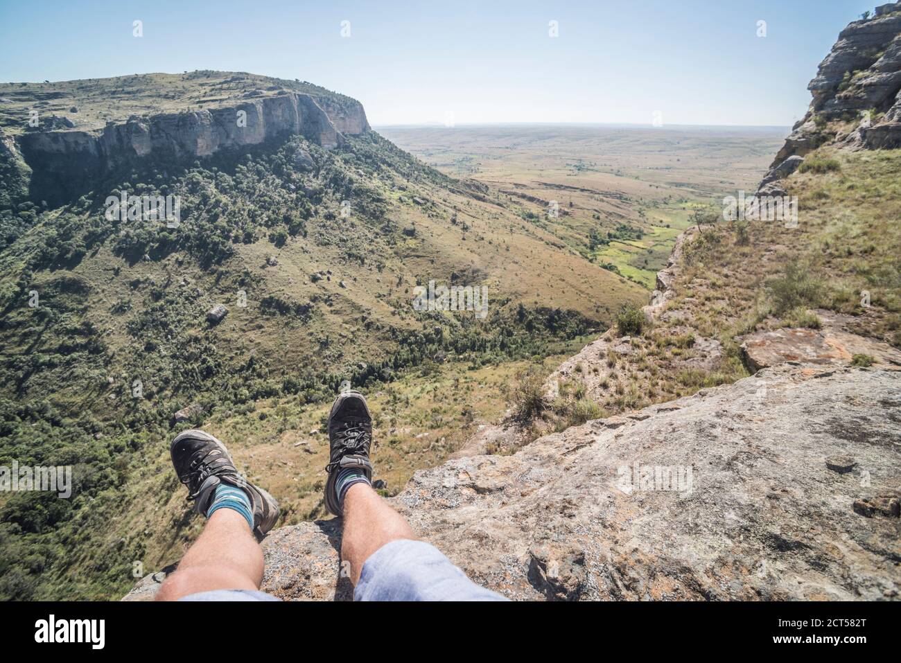 Tourist in Isalo National Park, Ihorombe Region, Southwest Madagascar Stock Photo