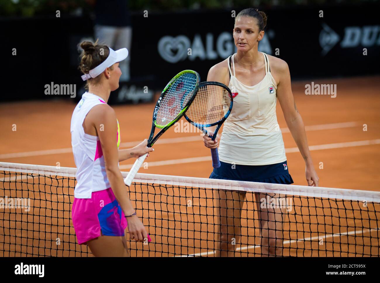 Marketa Vondrousova and Karolina Pliskova of the Czech Republic at the net  after the semi-final of the 2020 Internazionali BNL d'Italia WTA Premier 5  Stock Photo - Alamy