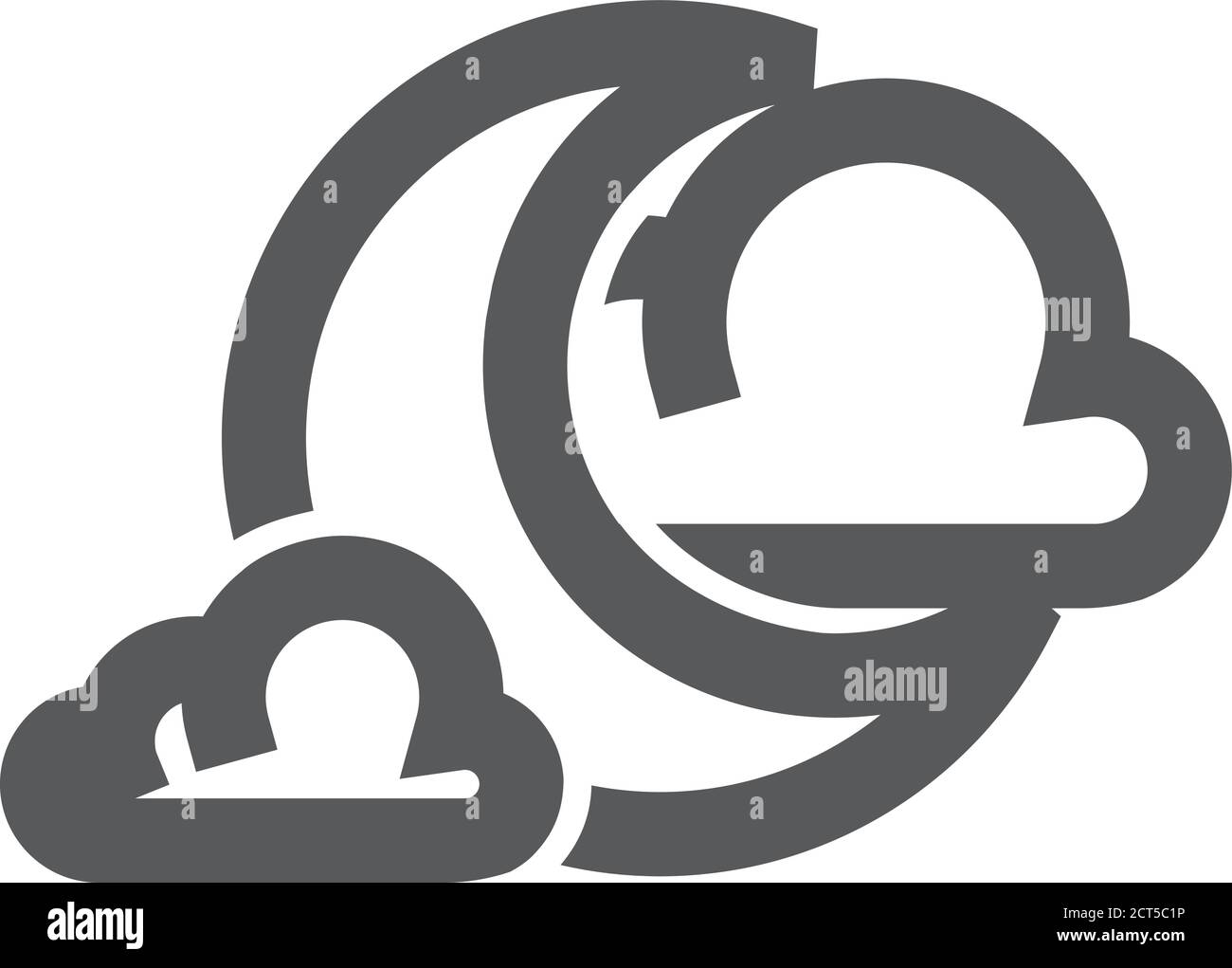 Weather overcast cloudy icon in thick outline style. Black and white ...