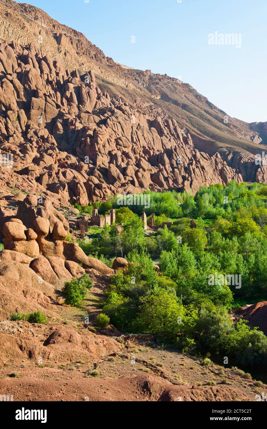 Ruins of an old Kasbah in the Dades Gorge, Dades Valley, Morocco, North Africa, Africa Stock Photo