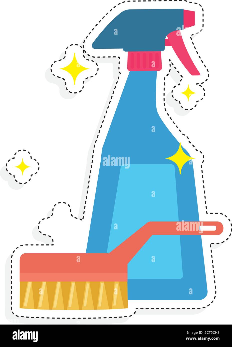 Isolated spray bottle and brush icon - Vector Stock Vector