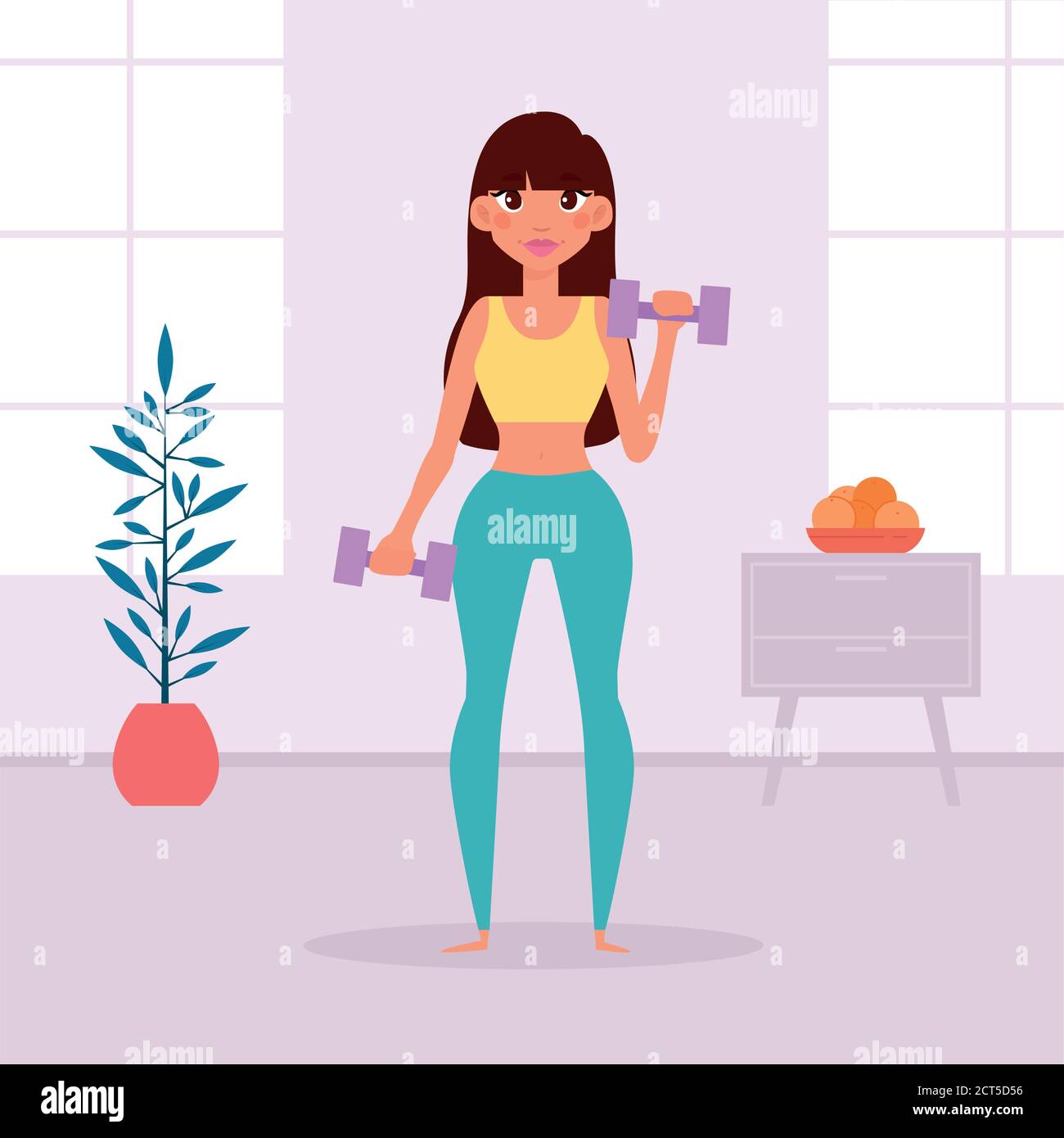 Woman exercising at home. Healthy lifestyle - Vector Stock Vector