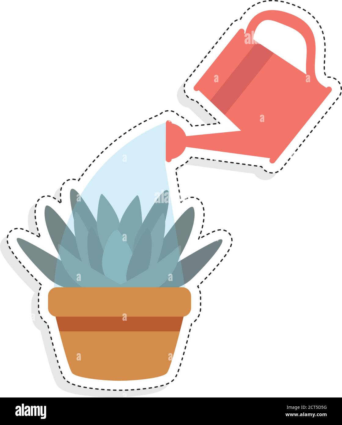 Isolated plant watering icon. Plant and watering can - Vector Stock ...