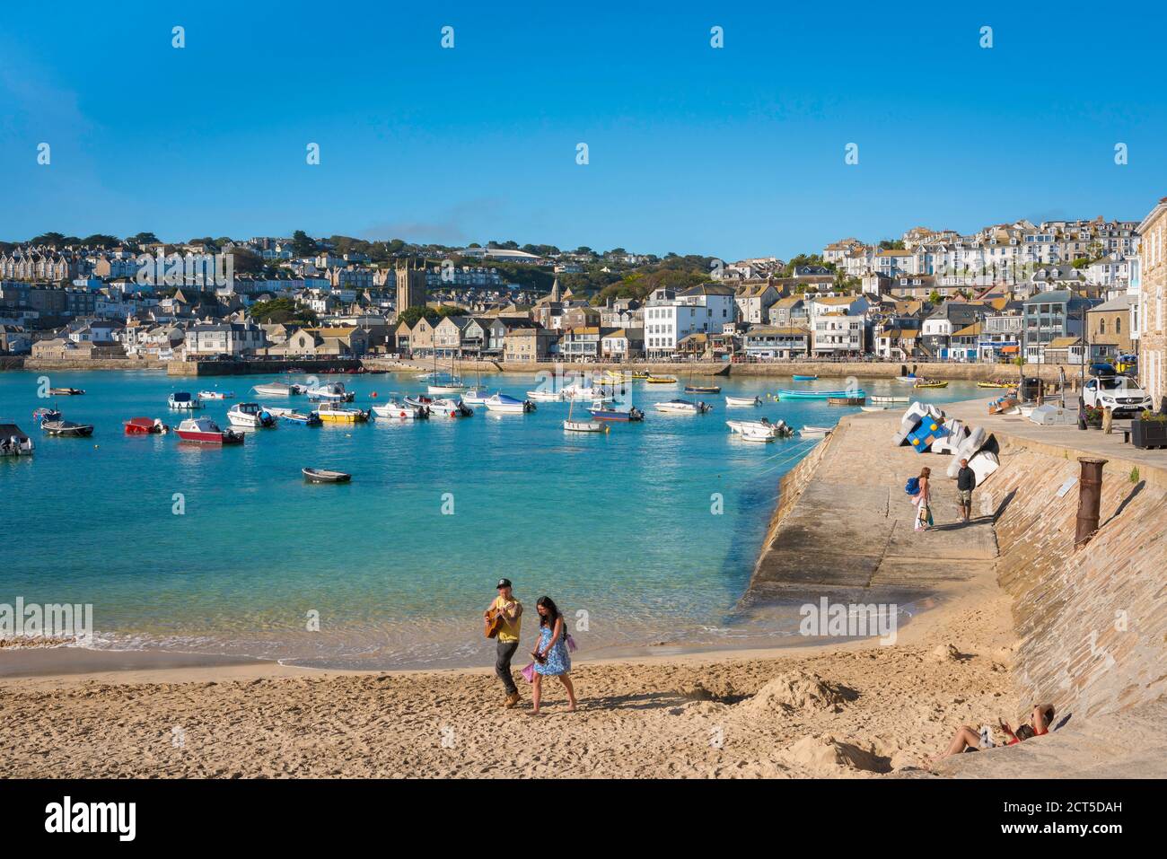 St Ives Cornwall, view in summer of the harbour area in the resort town of St Ives, Cornwall, south west England, UK Stock Photo