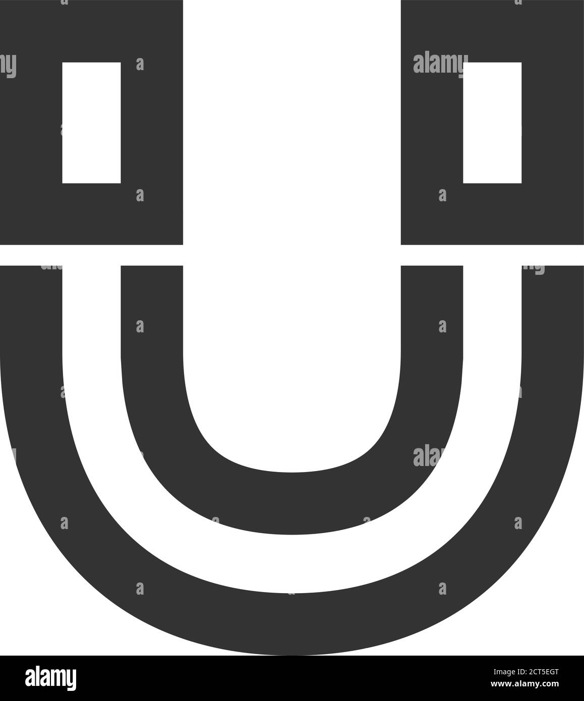 Magnet icon in thick outline style. Black and white monochrome vector ...