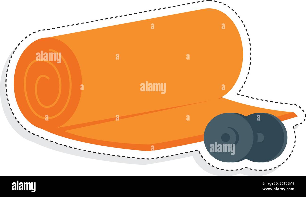 Exercise mat and weights icon Vector illustration Stock Vector Image