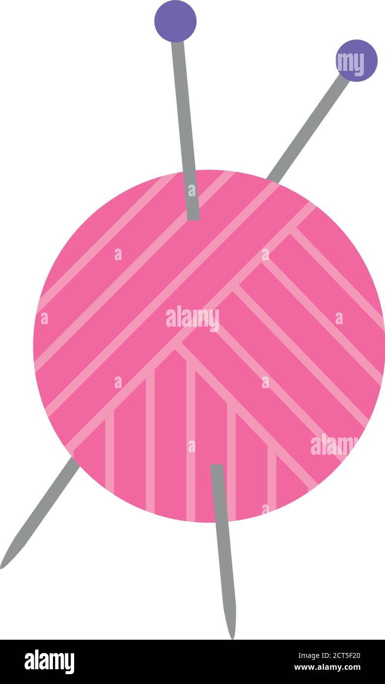 Isolated wool roll with knitting needles - Vector Stock Vector