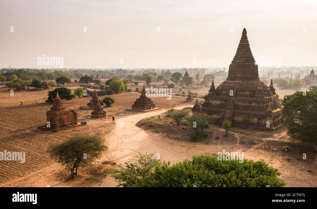 Sunrise at the Temples of Bagan (Pagan), Myanmar (Burma) Stock Photo
