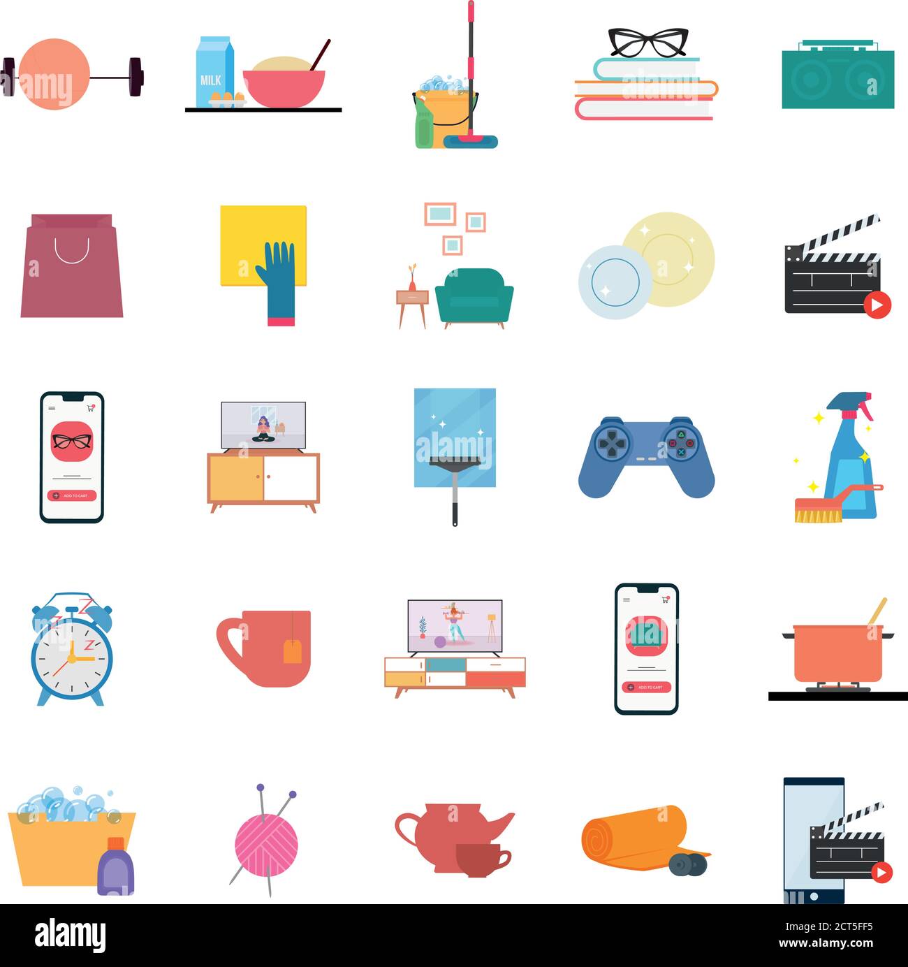 Set of housework icons. Home activities - Vector Stock Vector Image ...