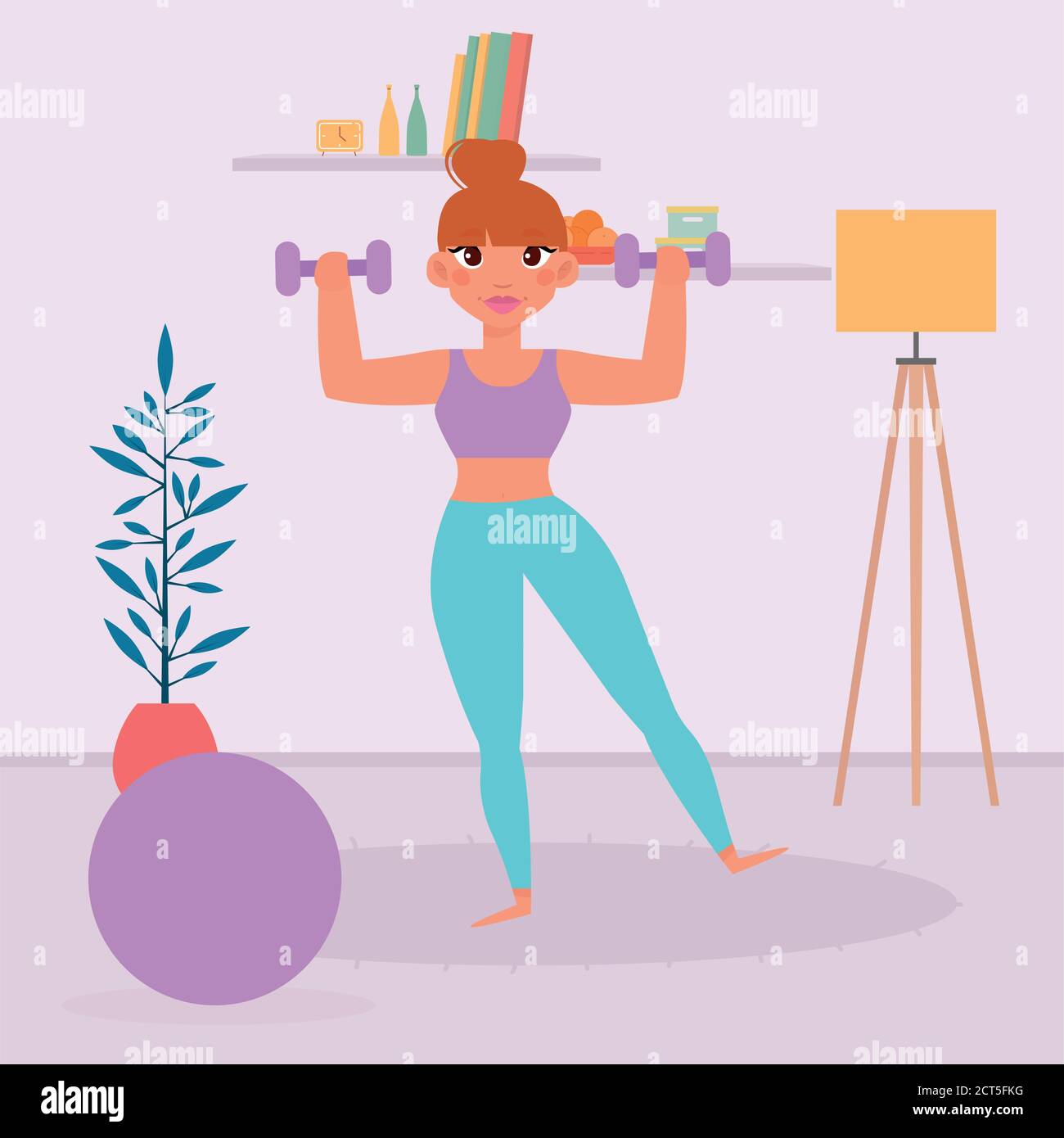 Woman exercising at home. Healthy lifestyle - Vector Stock Vector Image ...
