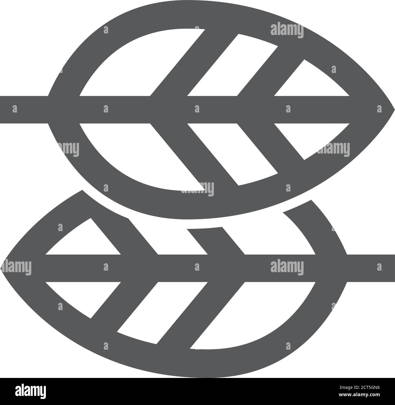 Leaves icon in thick outline style. Black and white monochrome vector ...