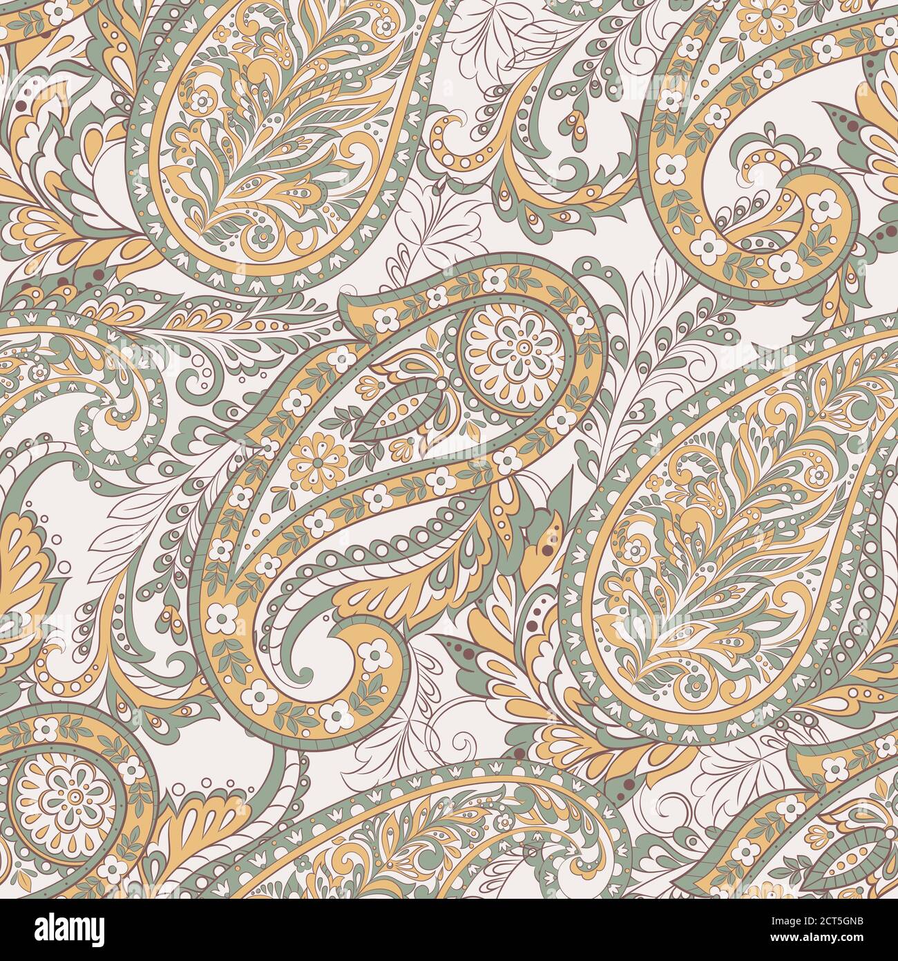 Floral seamless pattern with paisley ornament. Vector illustration in ...