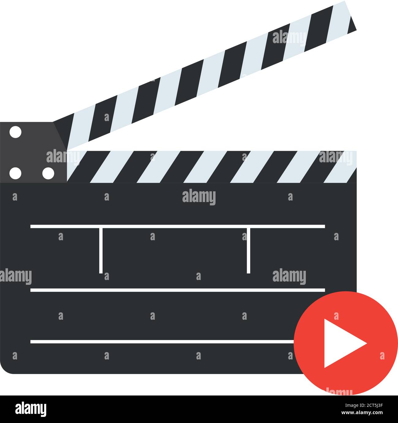 Isolated clapboard and play button - Vector illustration Stock Vector