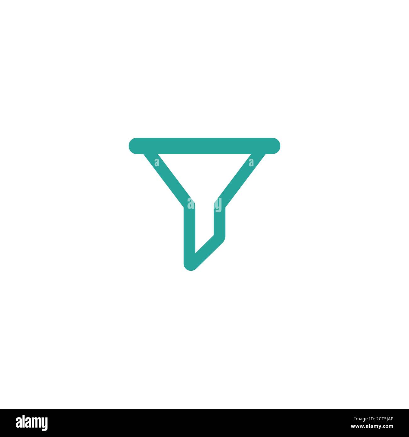 blue data filter silhouette. flat data funnel icon. isolated on white background. Analytics info, tunnel information, flow exploration, vector illustr Stock Vector