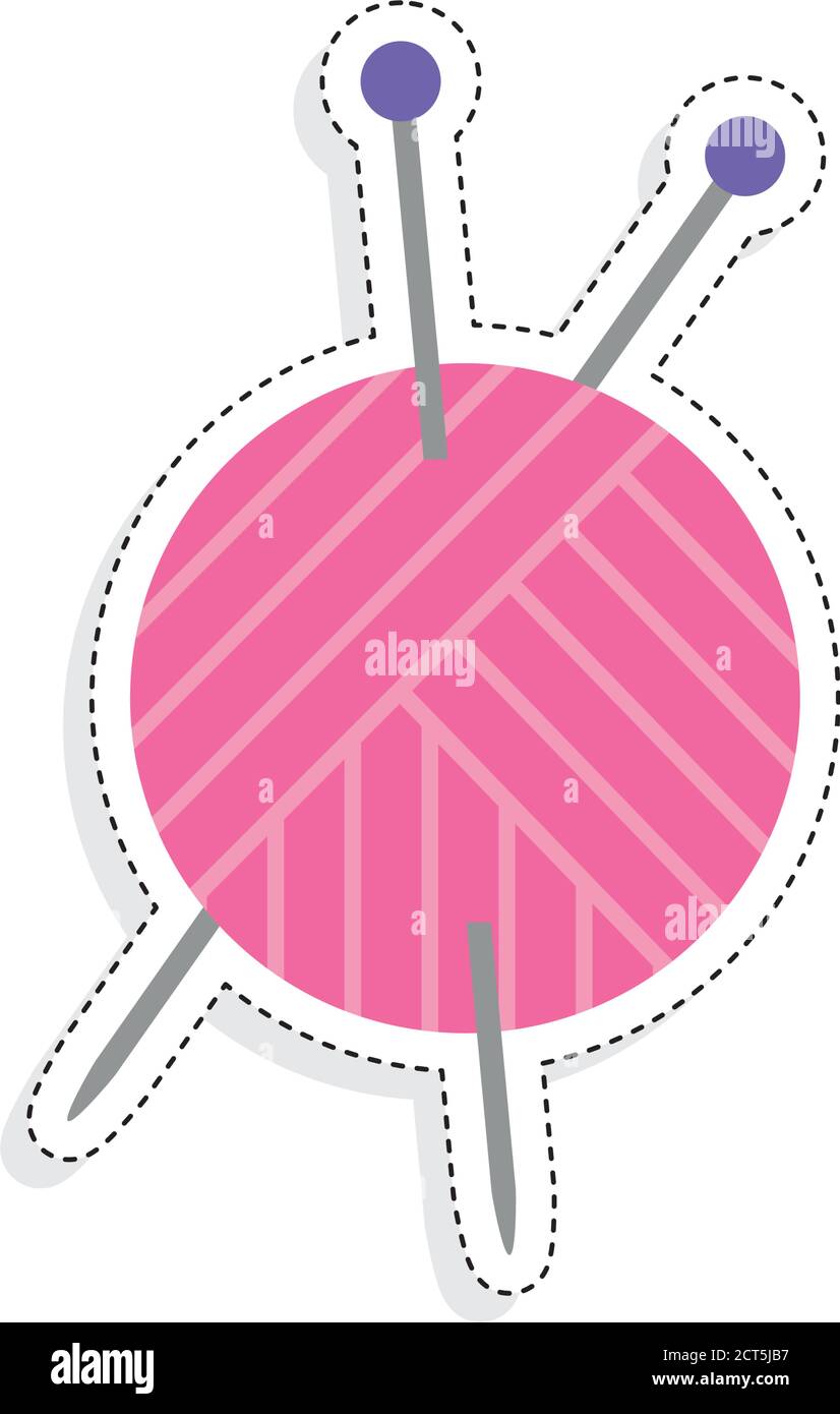 Isolated wool roll with knitting needles - Vector Stock Vector