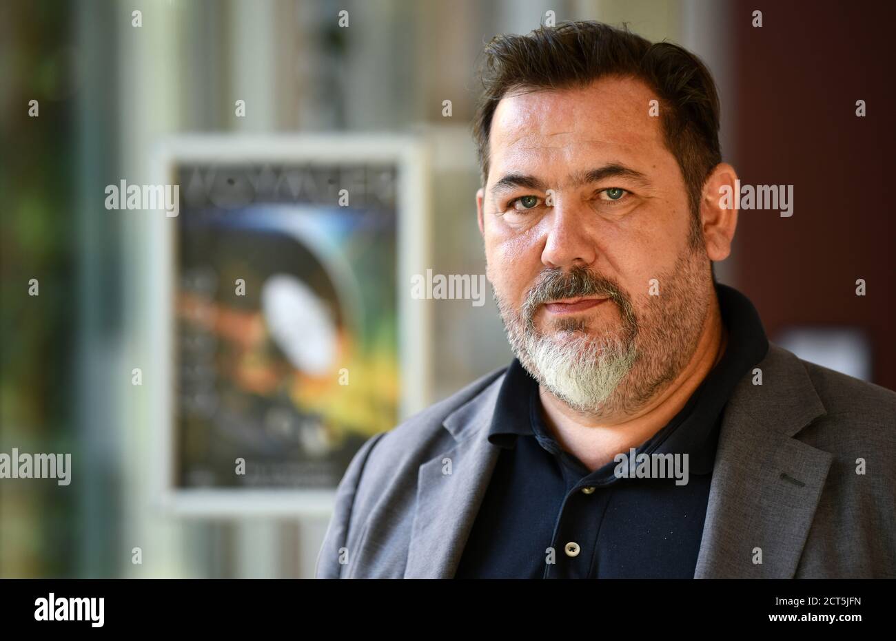 Jena, Germany. 21st Sep, 2020. Jörg Hühn, managing director of the Zeiss-Planetarium Jena. From 23 September, the new programme 'Voyager - The Infinite Mission' will offer visitors images of the outermost planets of the solar system and their moons, taken by the US space probes Voyager 1 and 2. The planetarium had to close for almost three months in spring because of the Corona pandemic. It has only been receiving visitors again since 9 June. Credit: Martin Schutt/dpa-Zentralbild/dpa/Alamy Live News Stock Photo