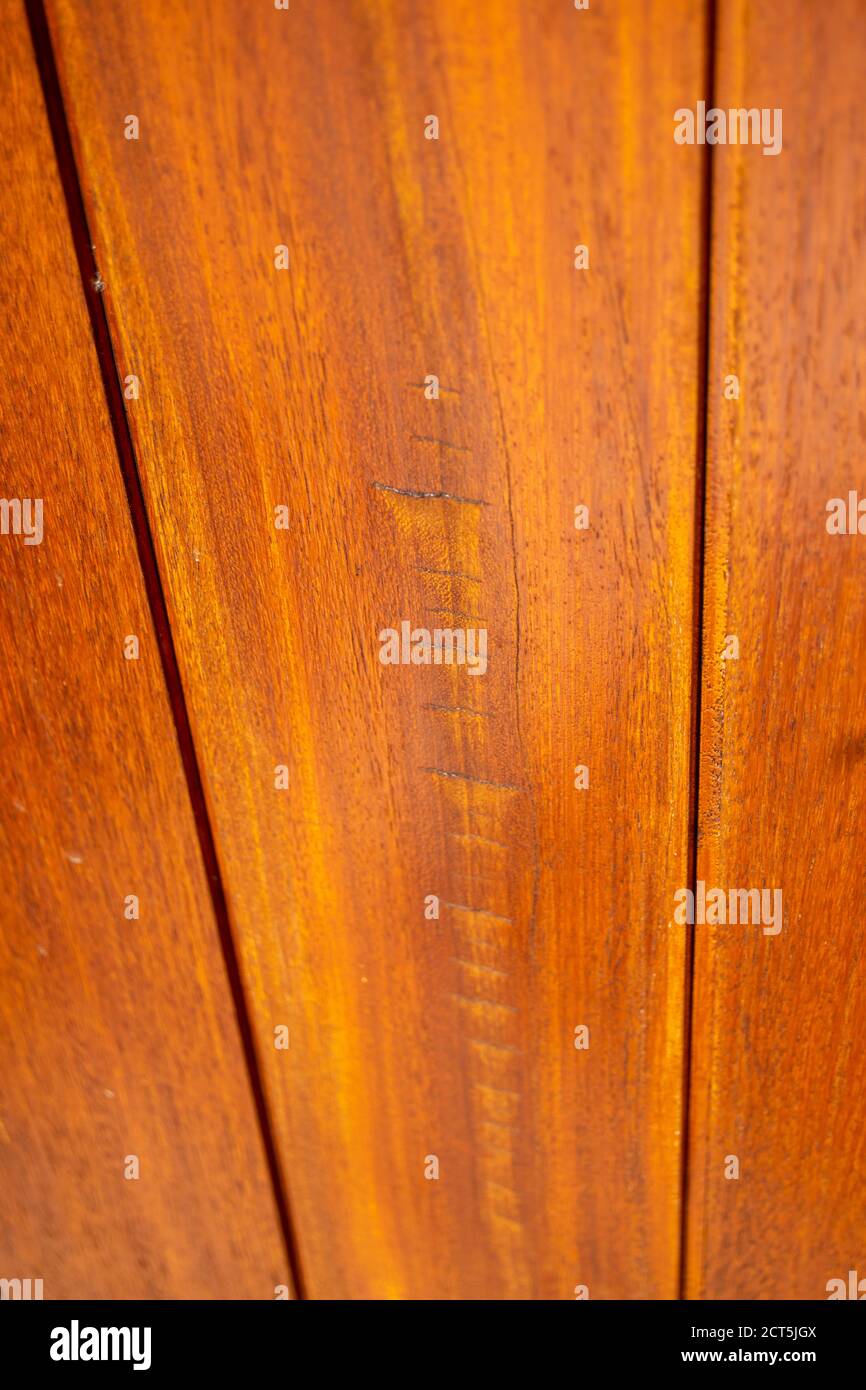 Wood door cranks, fissures defects Stock Photo