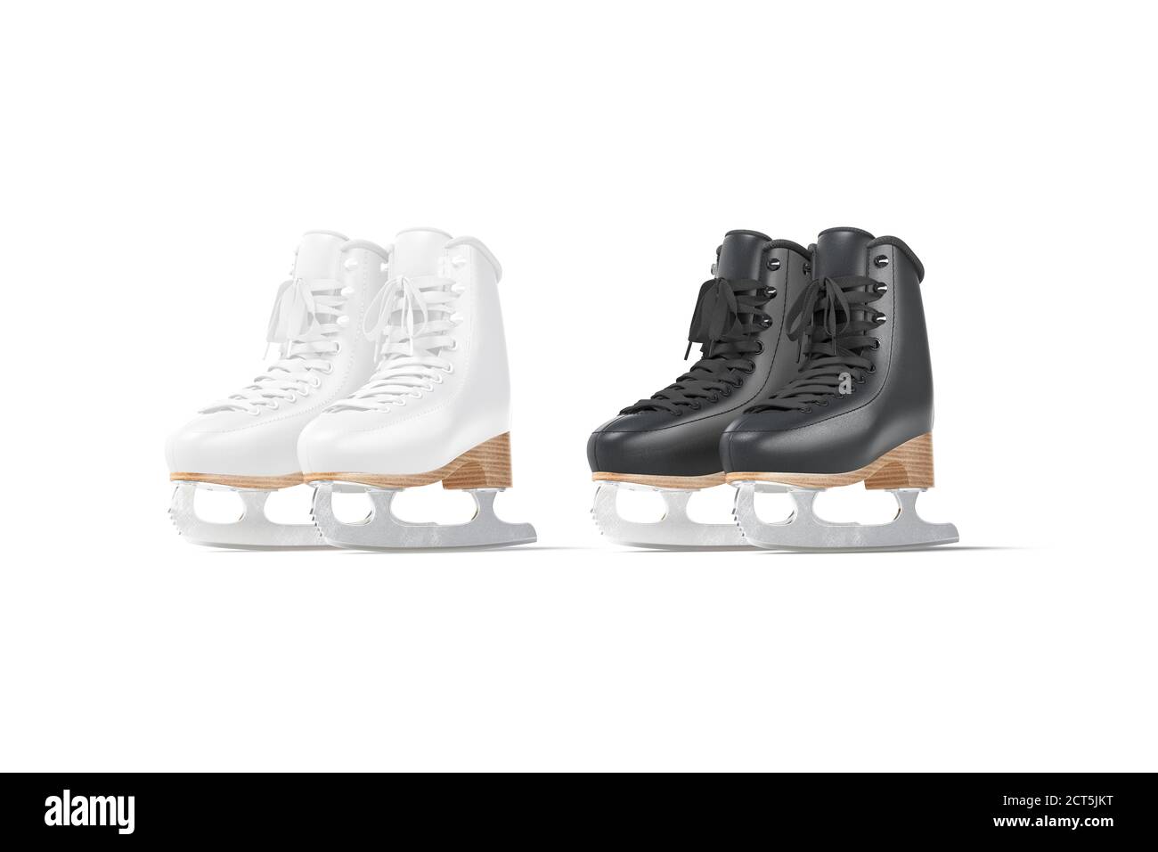 Blank black and white ice skates mockup set, half-turned view Stock ...