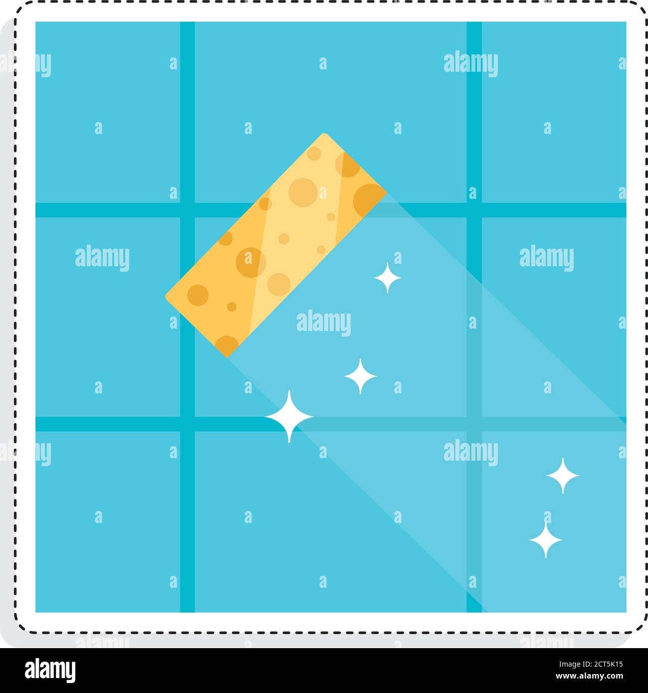 Clean tiles with a sponge. Home clean - Vector Stock Vector