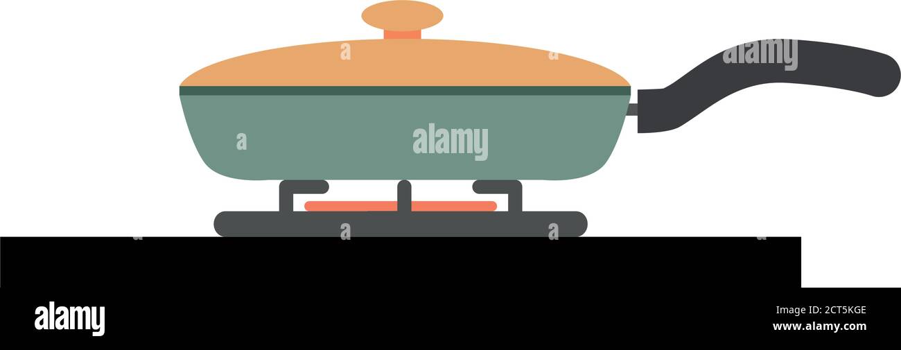 Isolated pot on the stove. Kitchen objects - Vector Stock Vector