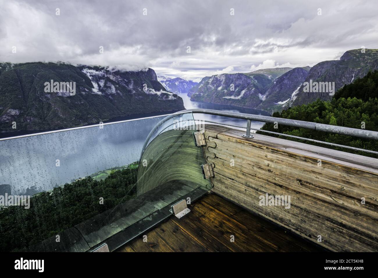 Stegastein viewpoint. The spectacular Stegastein viewing platform, 650 meters above Aurlandsfjord. Aurland, Norway. Stock Photo