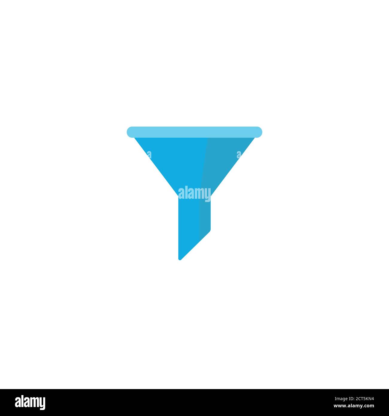 Flat blue data filter or data funnel icon. isolated on white background. Analytics info, tunnel information, flow exploration, vector illustration Stock Vector
