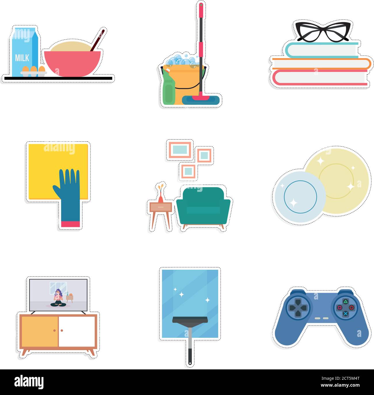 Set of housework icons. Home activities - Vector Stock Vector Image ...