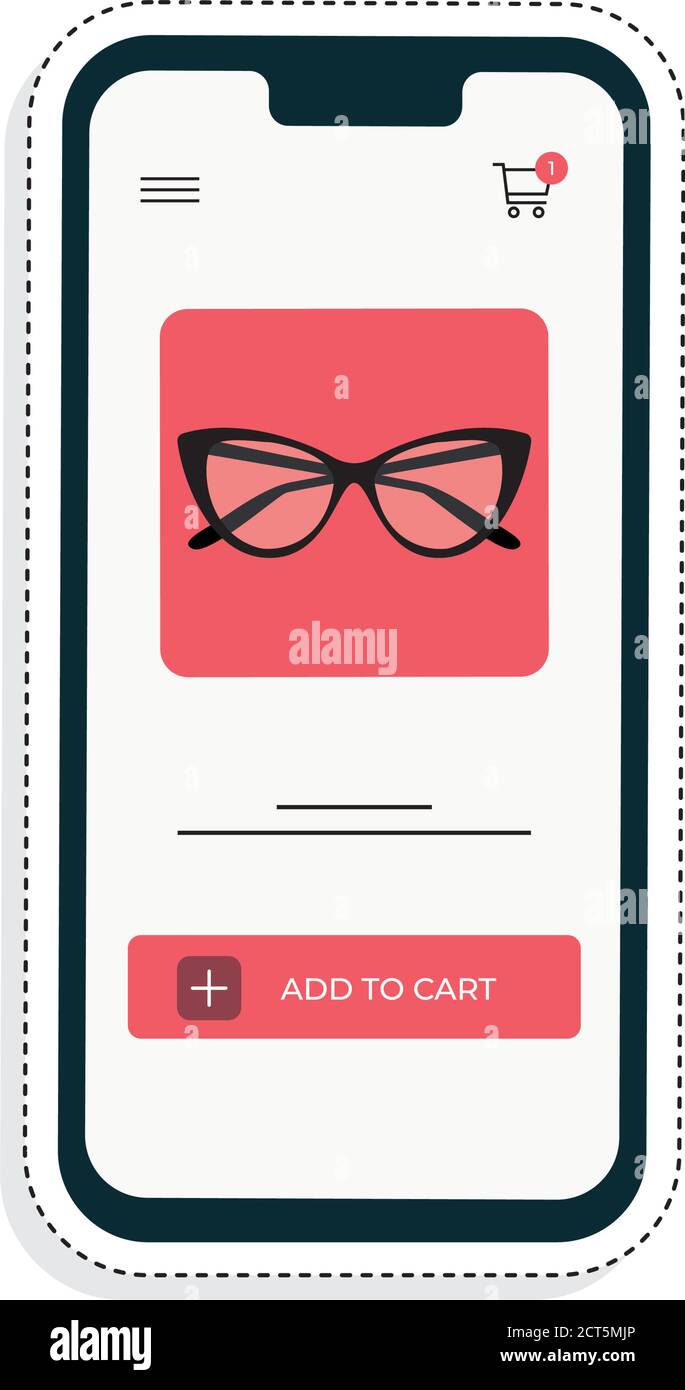 Cell phone with virtual store. Online shopping icon - VEctor Stock Vector