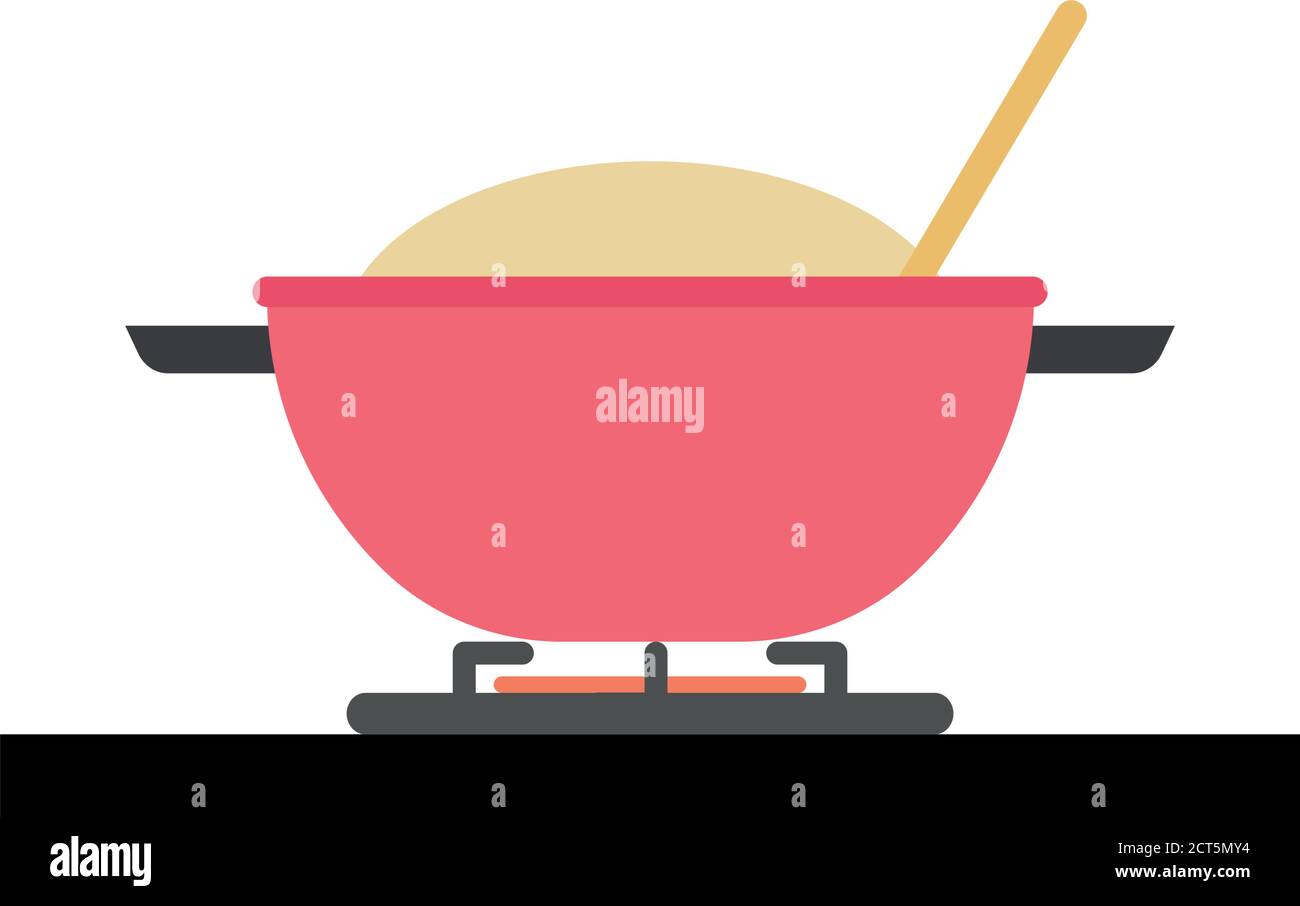 Isolated pot on the stove. Kitchen objects - Vector Stock Vector