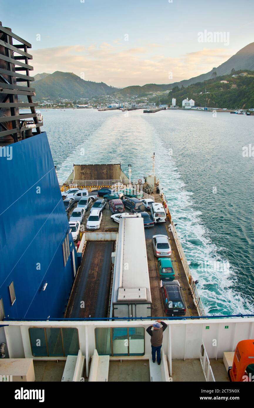 The Interislander Car Ferry Between Picton, South Island and Wellington, North Island, New Zealand Stock Photo