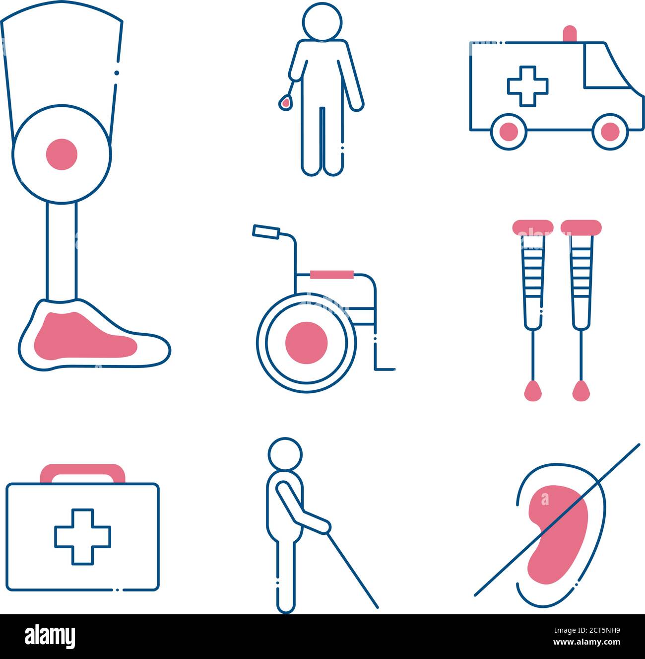 Handicapped line style set of icons vector design Stock Vector Image ...