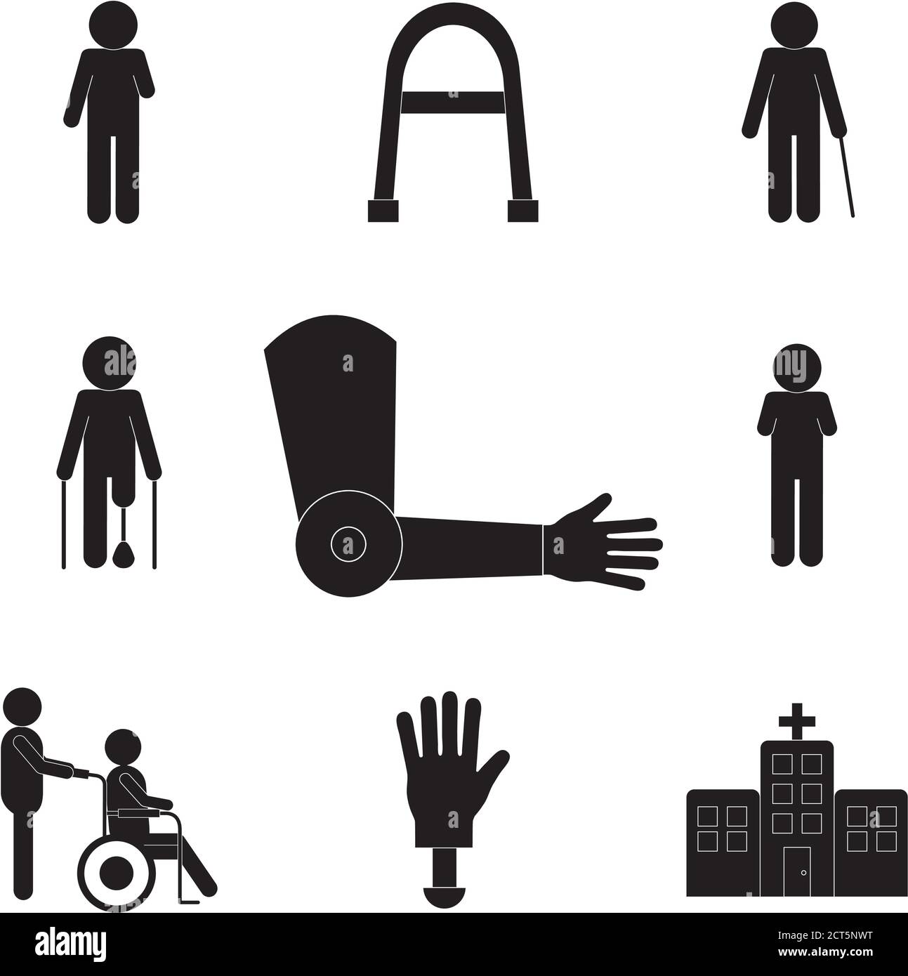 Handicapped silhouette style set of icons vector design Stock Vector ...