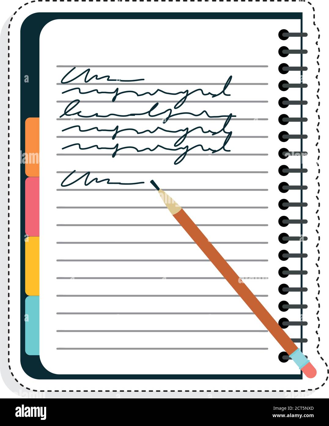 Isolated notebook with notes. School and office suplies - Vector Stock Vector