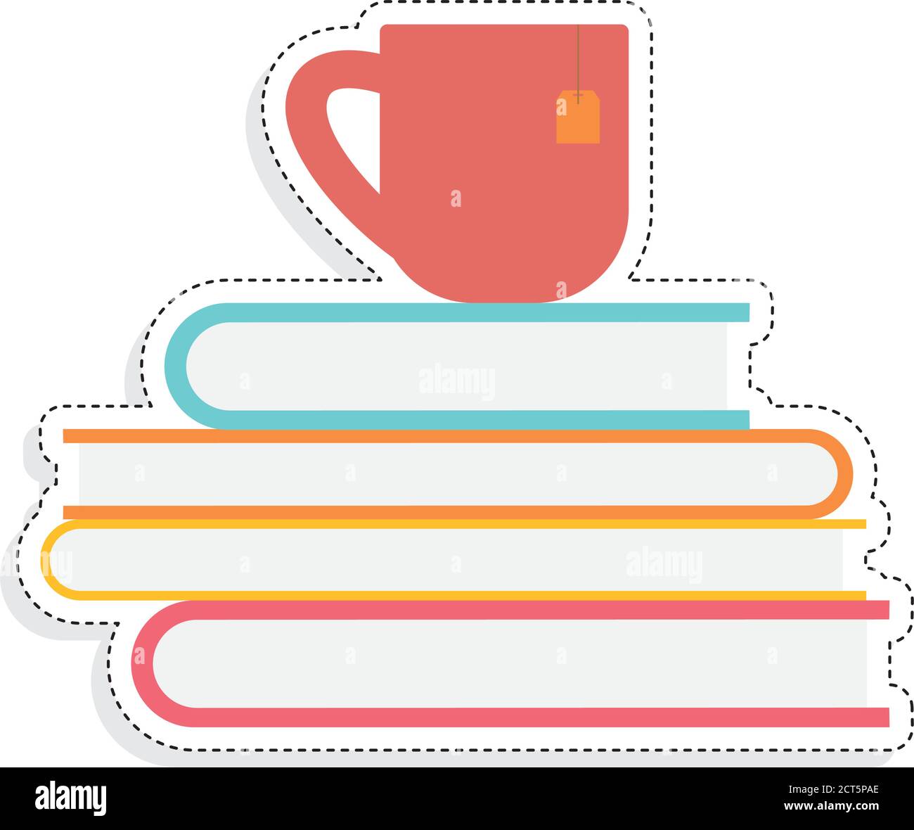 Books and cup icon. Reading activities - Vector Stock Vector