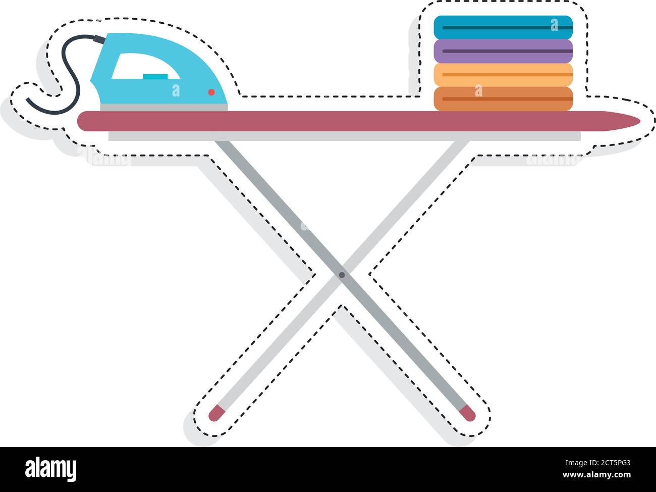 Clothes ironing icons. Iron and ironing board - Vector Stock Vector