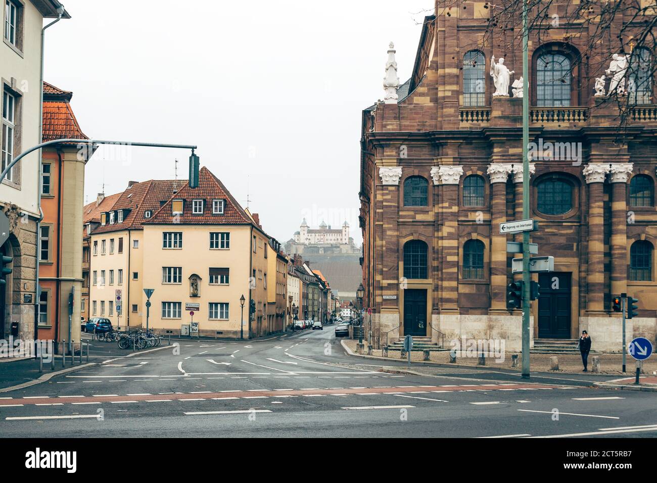 Wurzburg/Germany3/1/19 Empty streets in the downtown of Wurzburg. The city is famous for its