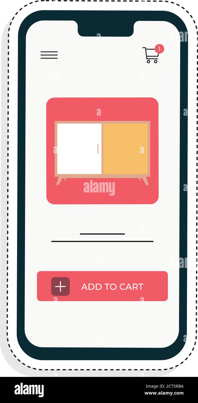 Cell phone with virtual store. Online shopping icon - VEctor Stock Vector