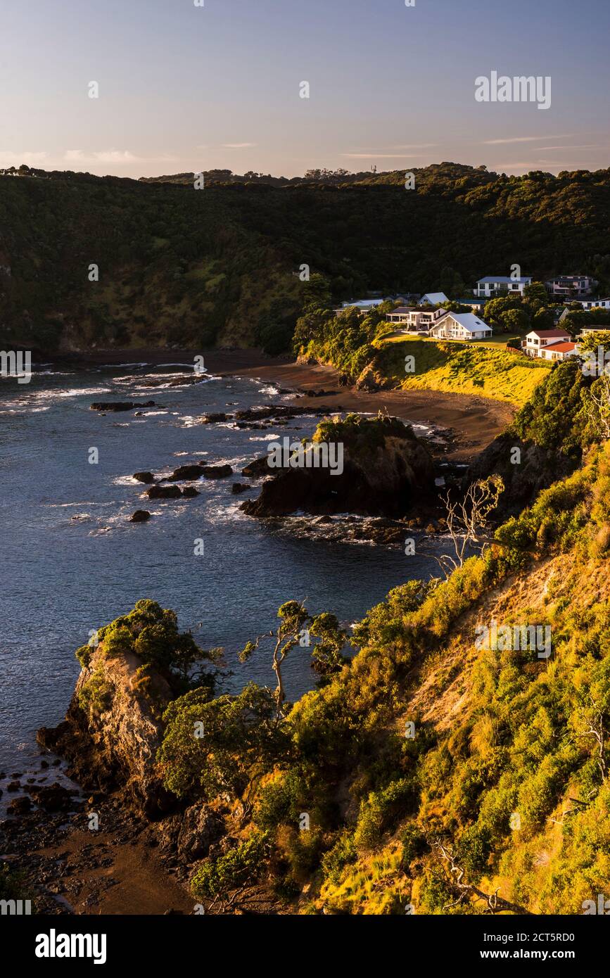 Tapeka Point at sunrise, Russell, Bay of Islands, Northland Region, North Island, New Zealand Stock Photo
