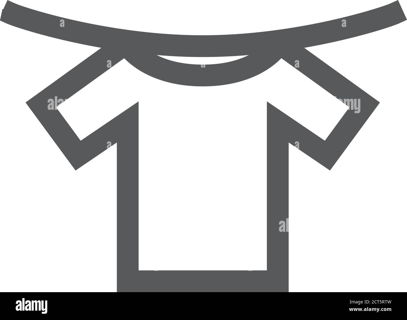 Clothes hang icon in thick outline style. Black and white monochrome ...