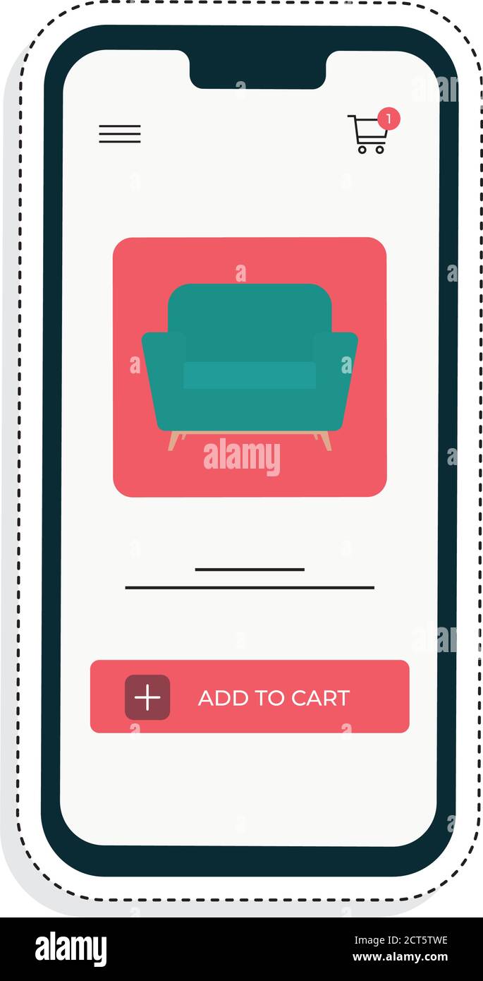 Cell phone with virtual store. Online shopping icon - VEctor Stock Vector