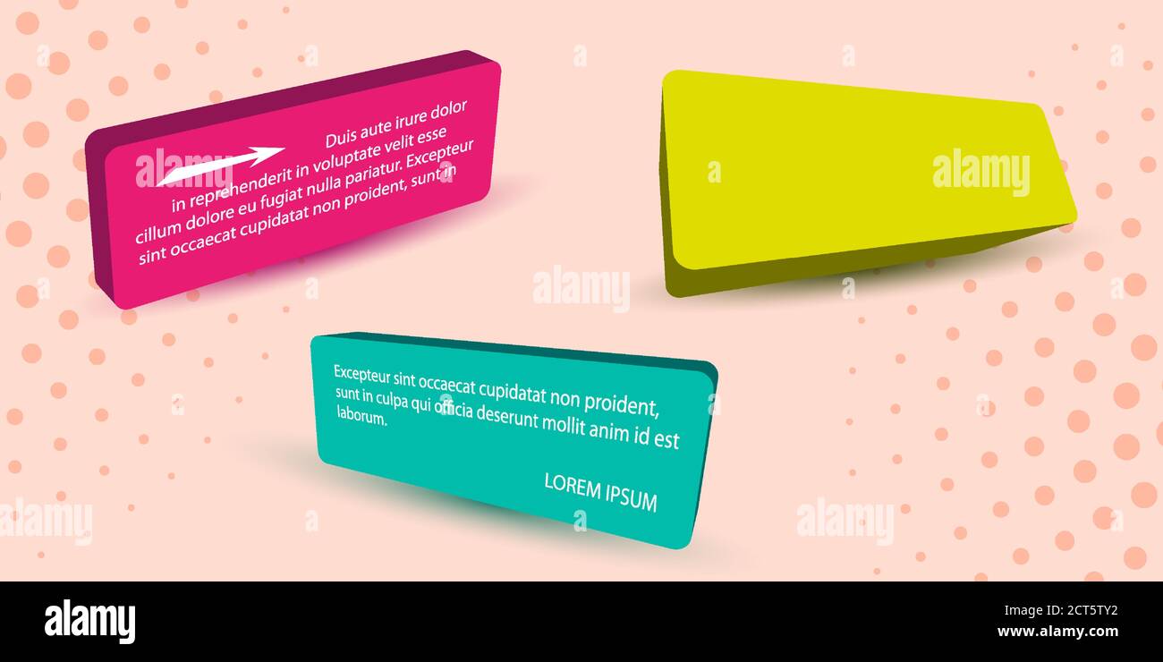 Infographic 3D title boxes in different angles with shadows. Vector illustration. Stock Vector