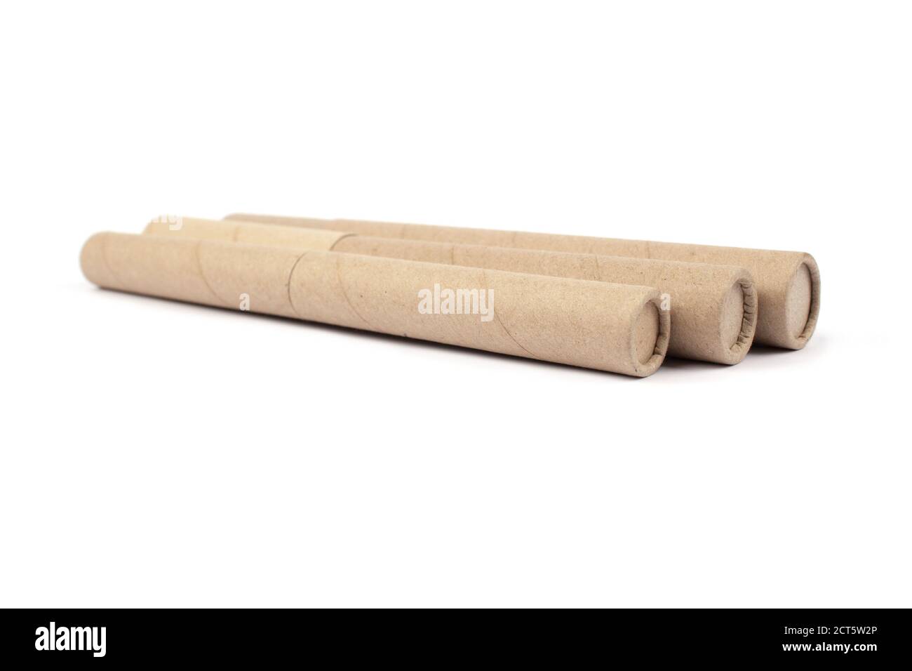 Set of recyclable paper tubes with paper cap, cardboard container for