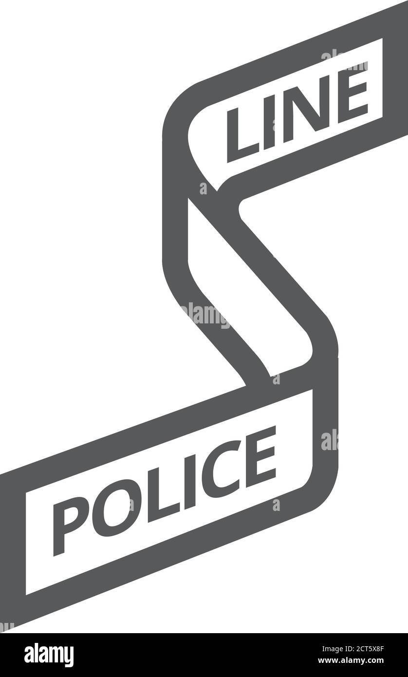 Police line icon in thick outline style. Black and white monochrome vector illustration. Stock Vector