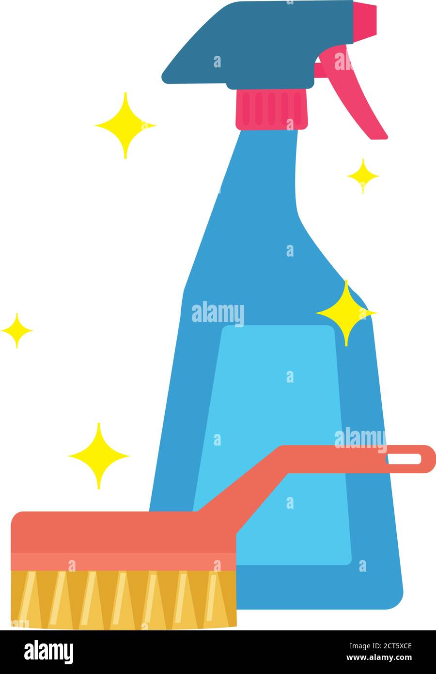 Isolated spray bottle and brush icon - Vector Stock Vector