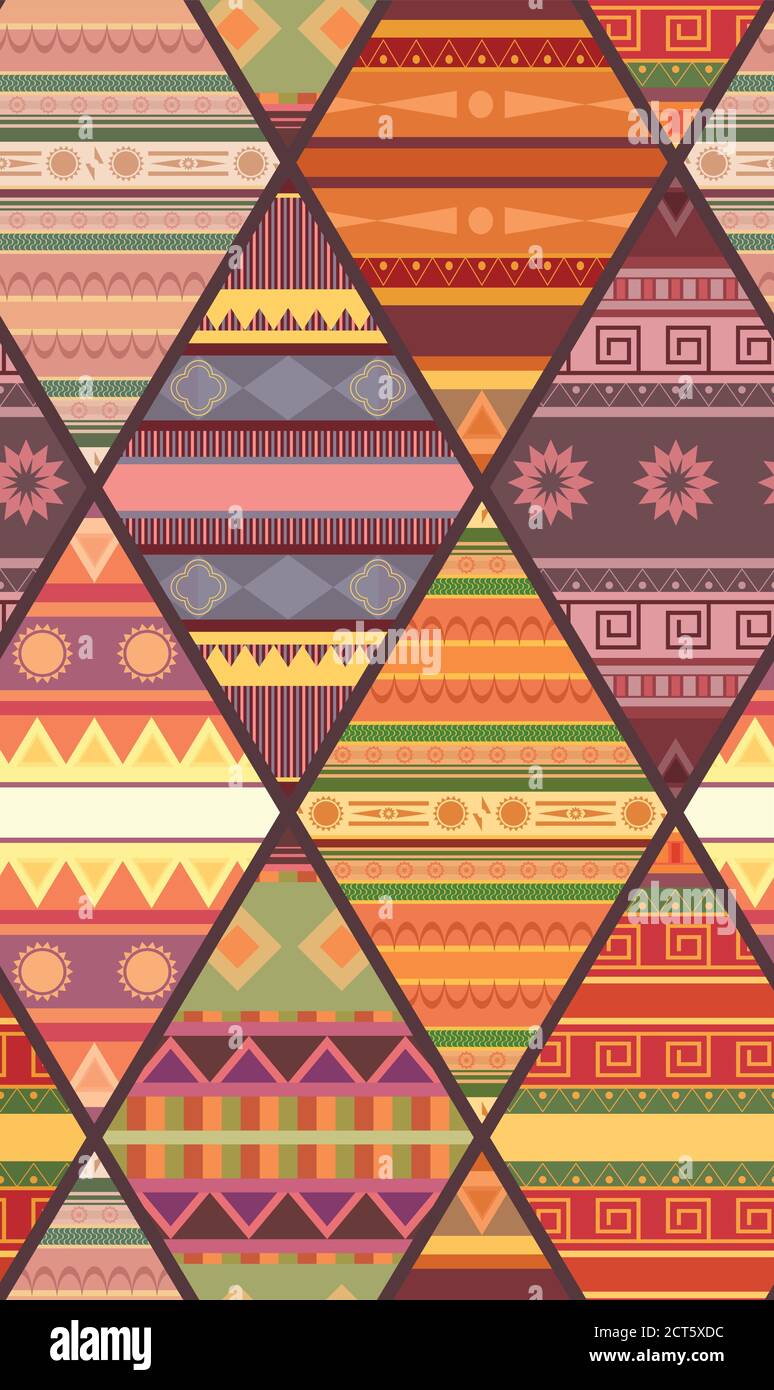Seamless tribal pattern with native patterns. Patchwork blanket. Vector